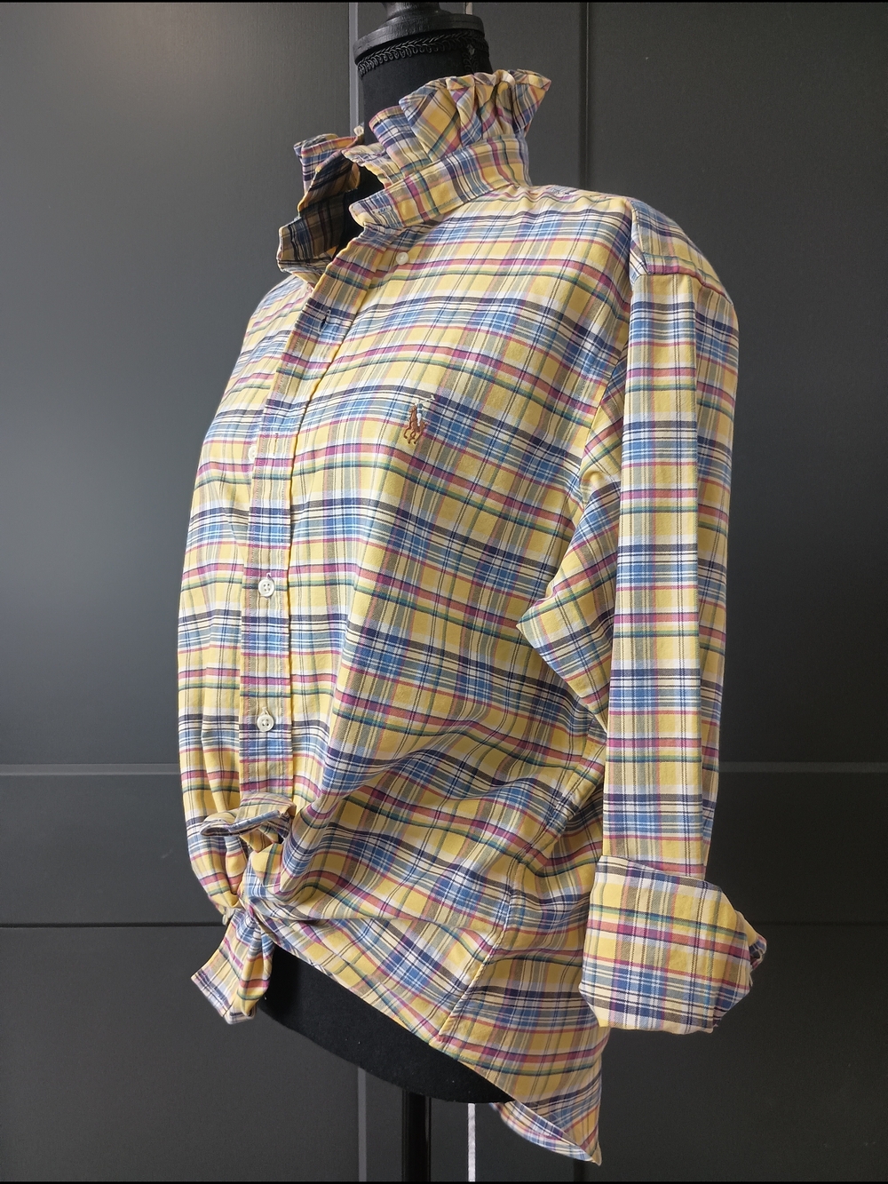 Upcycled Women's Ralph Lauren Ruffled Collar Shirt #075